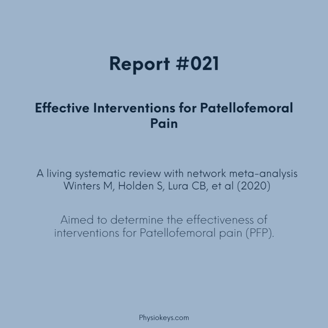 Effective Interventions for Patellofemoral Pain