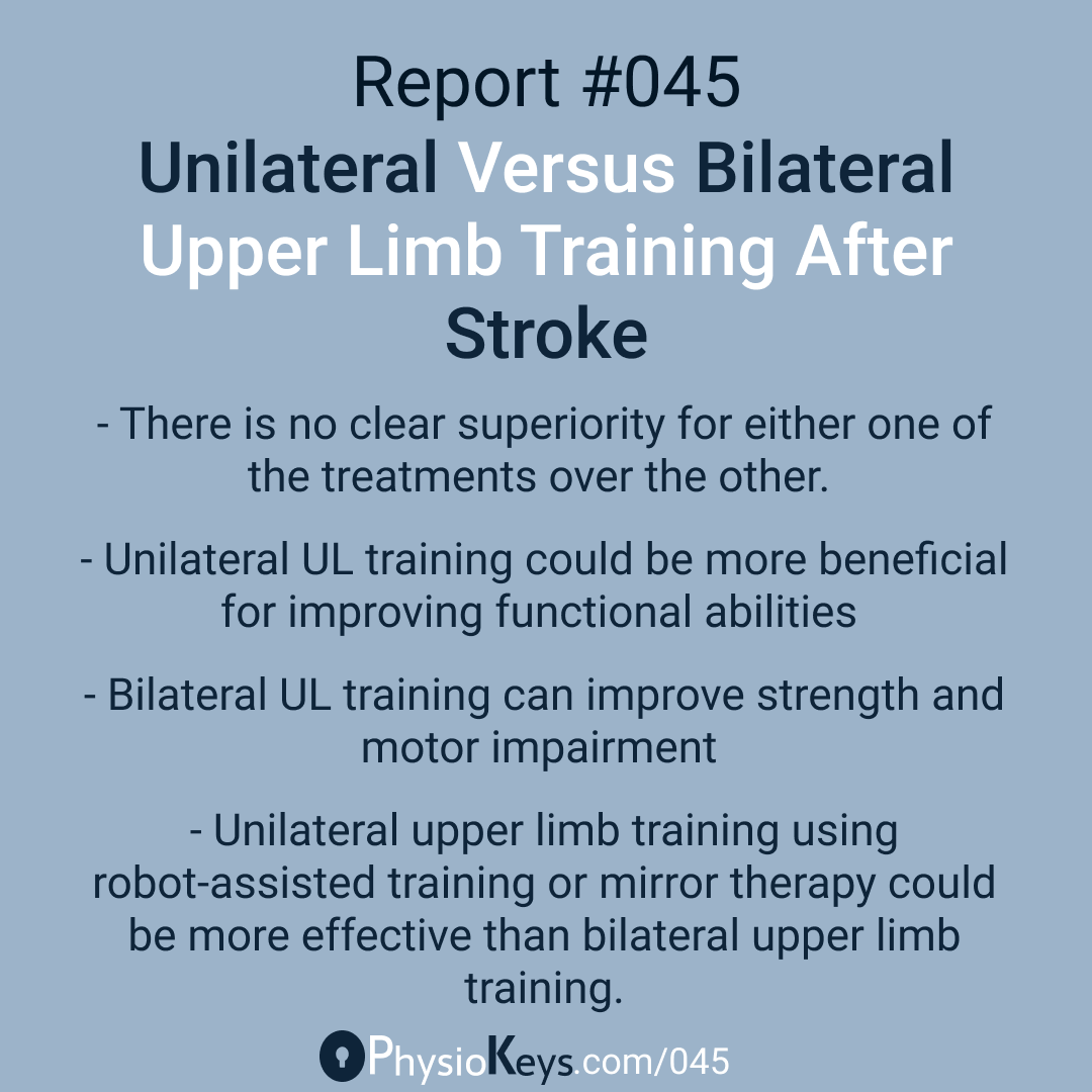 Unilateral Versus Bilateral Upper Limb Training After Stroke